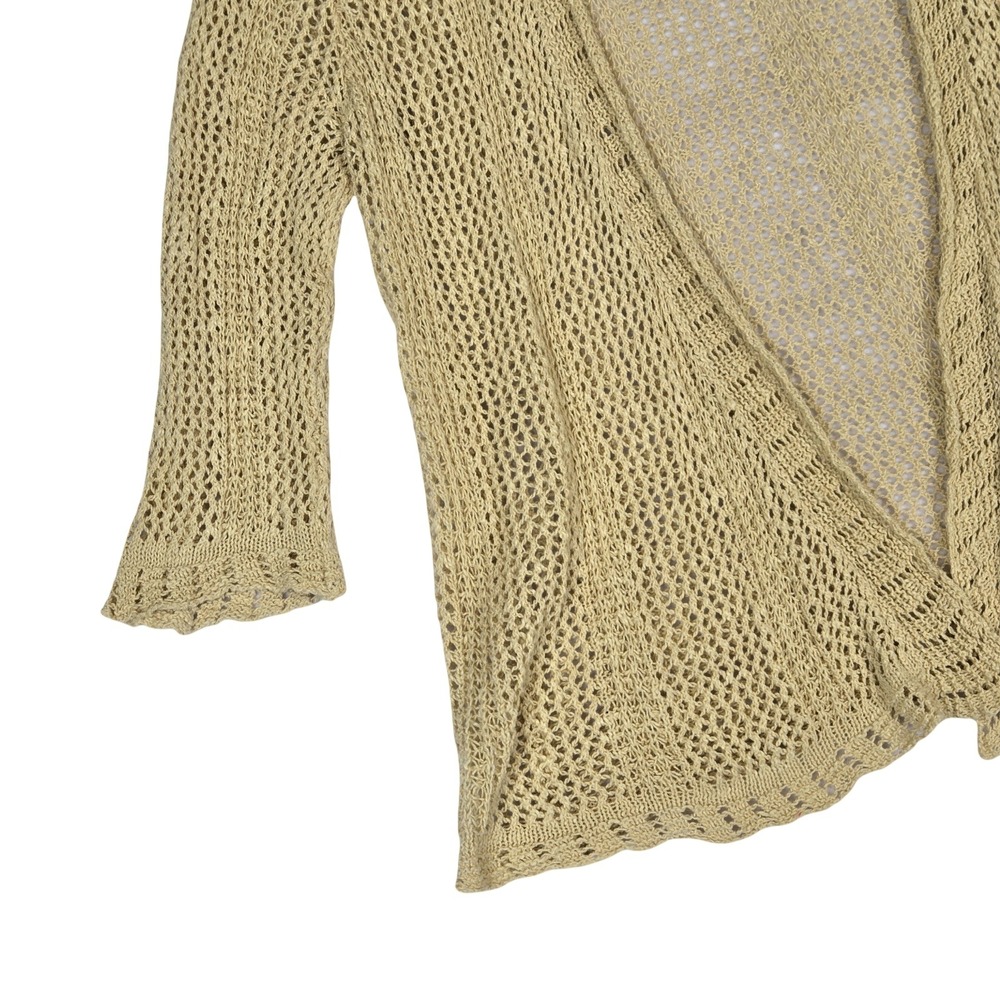 Habitat Boho Tan Linen Cotton Open Knit Cardigan Sweater XL Flowy Earthy Natural - Picture 7 of 7